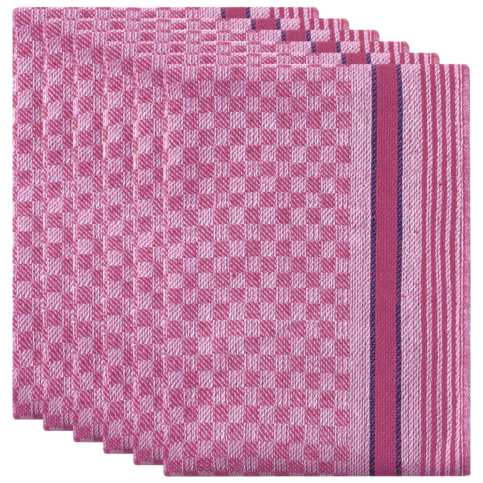 Unique Bargains Waffle Weave Cotton Absorbent Kitchen Dish Towels 15"x25" Pink