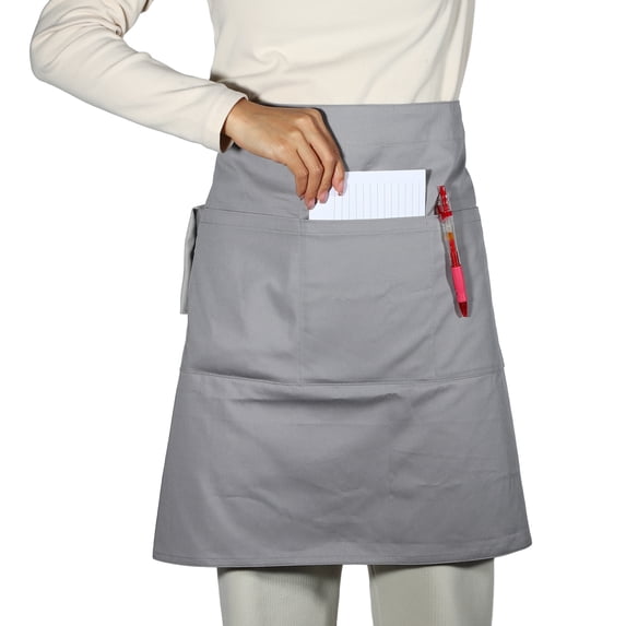 Unique Bargains Waist Apron Waist Aprons with Pockets Waiter Aprons for Women and Men Gray 27.56"x19.69"