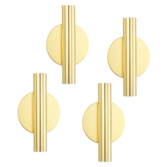 Unique Bargains Wall Flower Vase Tube Metal Floral Tube Wall Mounted Flower Tube 4Pcs Gold