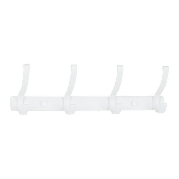 Unique Bargains Wall Mount Coat Hook Hat Rack for Hanging with 4 Hooks for Bedroom White