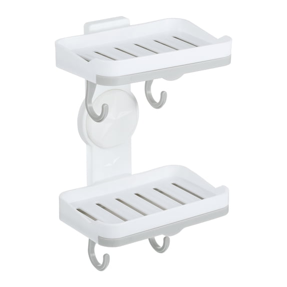 Unique Bargains Wall Mounted Soap Dish Soap Box Soap Holder for Bathroom Kitchen White