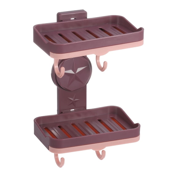 Unique Bargains Wall Mounted Soap Dish for Shower Wall Soap Box Soap Holder for Bathroom Kitchen Purple
