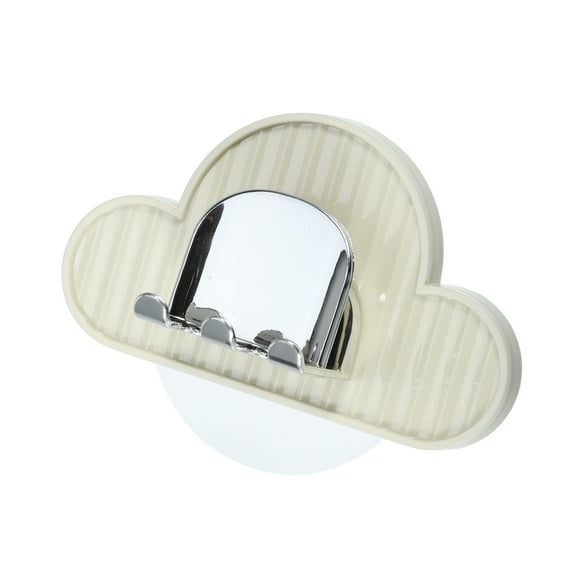 Unique Bargains Wall Mounted Toothbrush Holder for Bathrooms Hanging Toothbrush Holder Beige 4.33"x2.56"