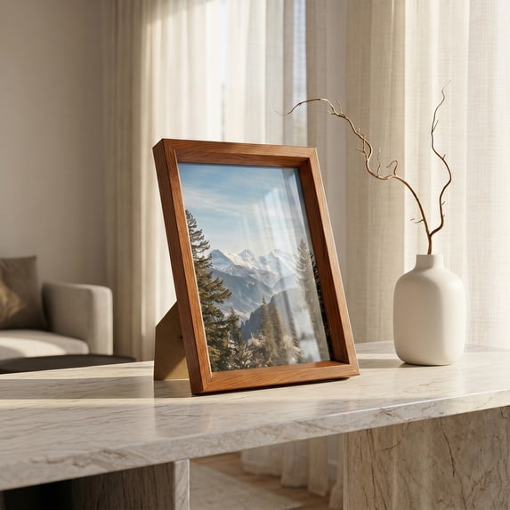 Unique Bargains Wall Mounting and Tabletop Display Photo Frame Walnut Color 5" x 7"
