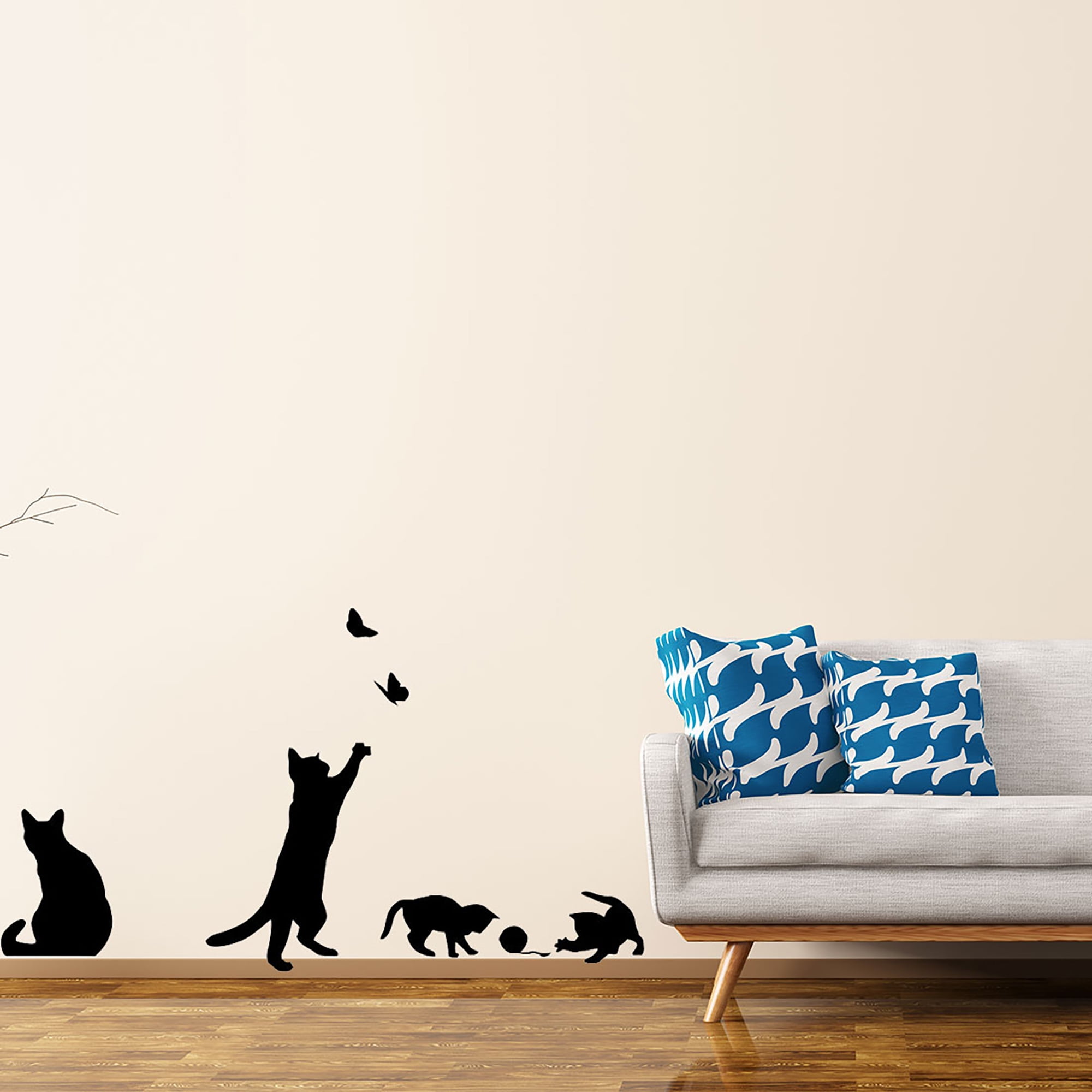 Unique Bargains Wall Sticker Selfstick CatPattern DIY Art Decal for