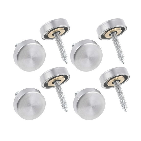 Unique Bargains Wardrobes Mirror 16mm Diameter Silver Tone Round Cap Screw Nails 8Pcs