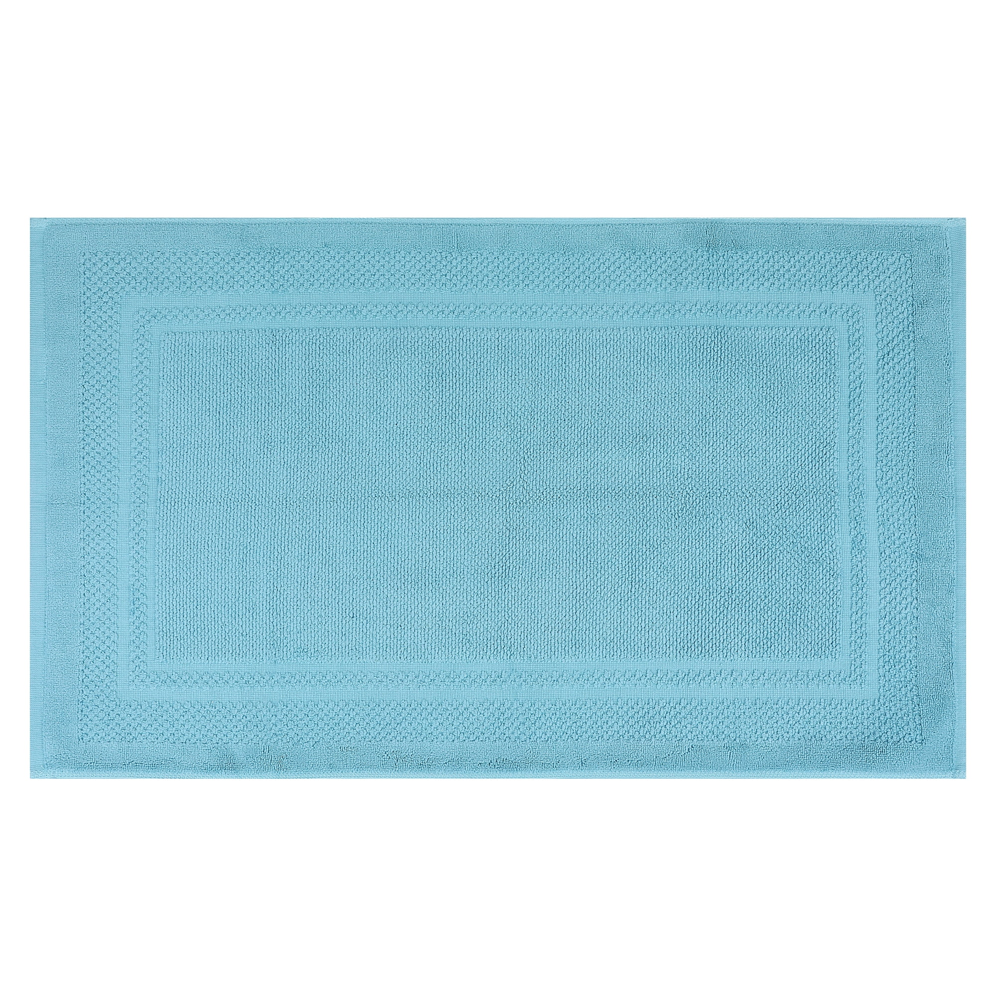 Unique Bargains Washable Cotton Bath Rugs Quick Dry Floor Carpet Shower Mat Blue