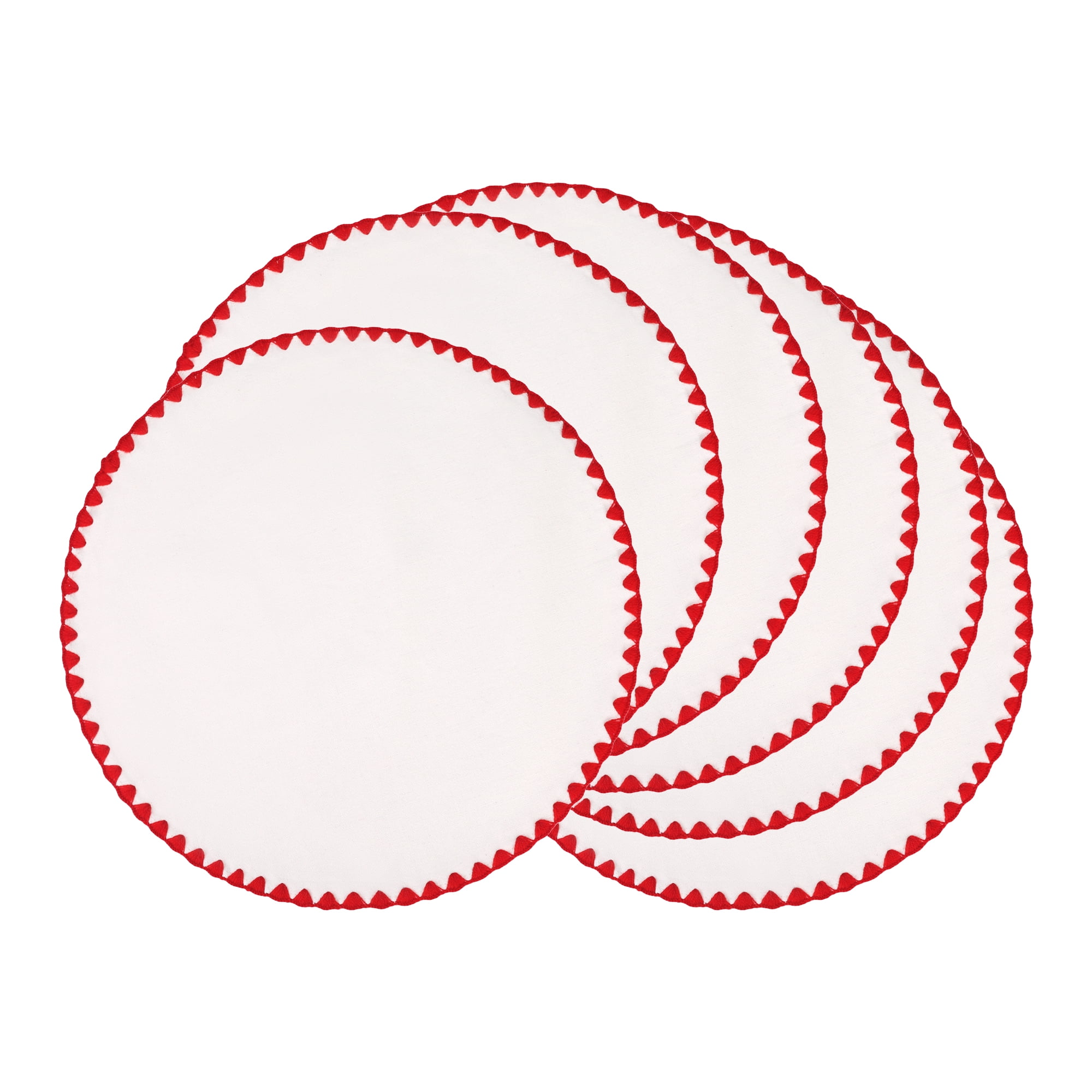 Unique Bargains Washable Farmhouse Placemats Set of 4 for Dining Table Decor Red Line