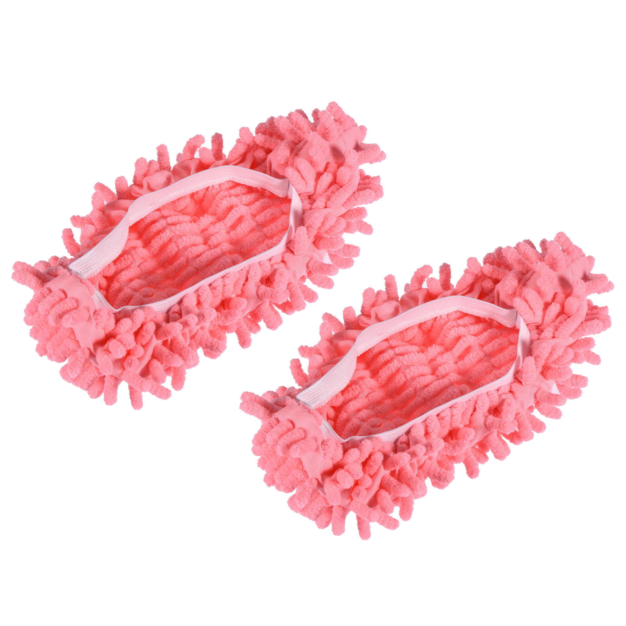 Unique Bargains Washable Multifunctional Chenille Mop Shoe Cover Pink