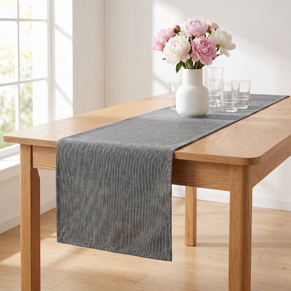 Unique Bargains Washable Polyester Kitchen Runner for Dining Table Gray 13" x 72"