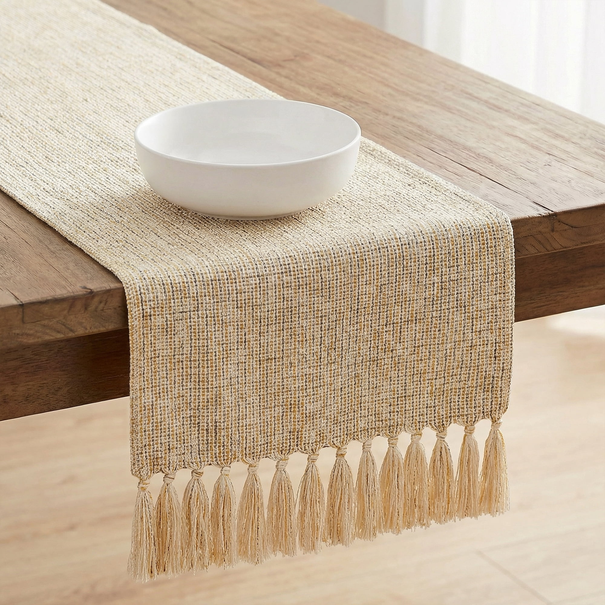 Unique Bargains Washable Polyester Table Runner for Birthday Decorations Beige 13"x94.5"