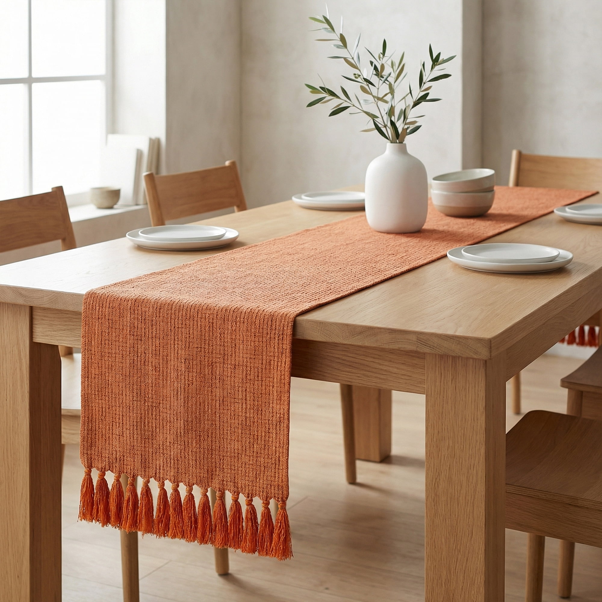 Unique Bargains Washable Polyester Table Runner for Birthday Decorations Orange 13"x108.3"