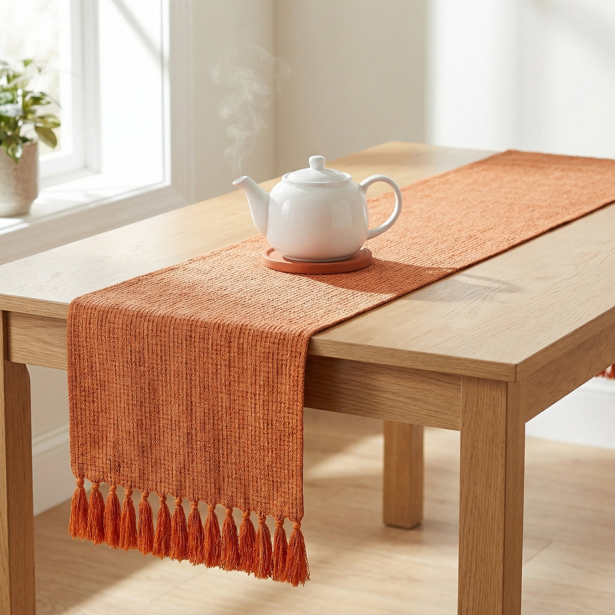 Unique Bargains Washable Polyester Table Runner for Birthday Decorations Orange 13"x78.7"