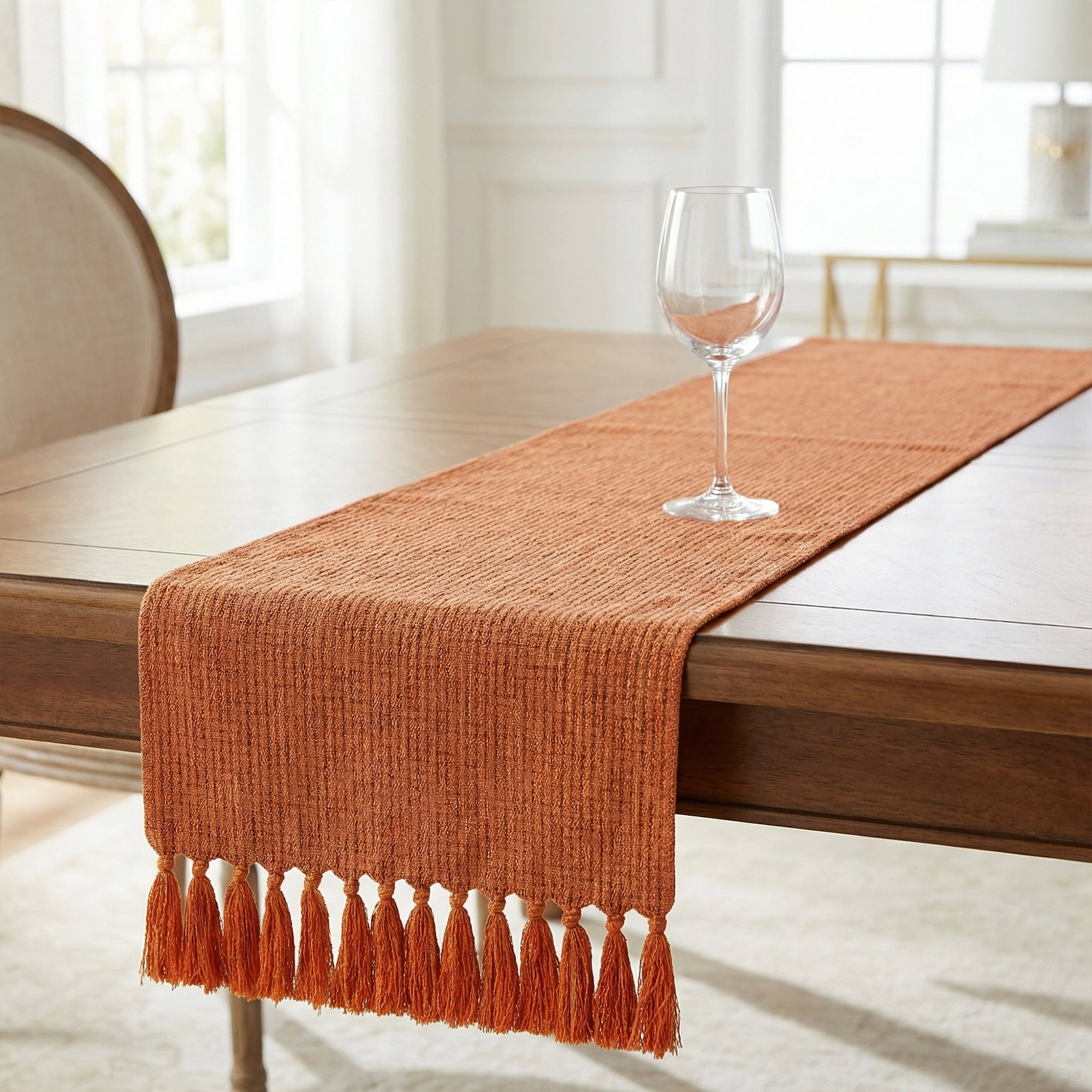 Unique Bargains Washable Polyester Table Runner for Birthday Decorations Orange 13"x94.5"