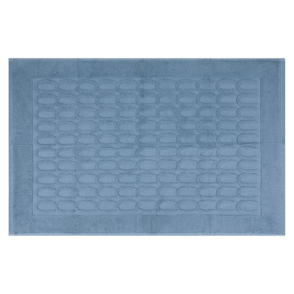 Unique Bargains Washable Textured Cotton Bath Rug Water Absorbent Mat Blue 20" x 32"