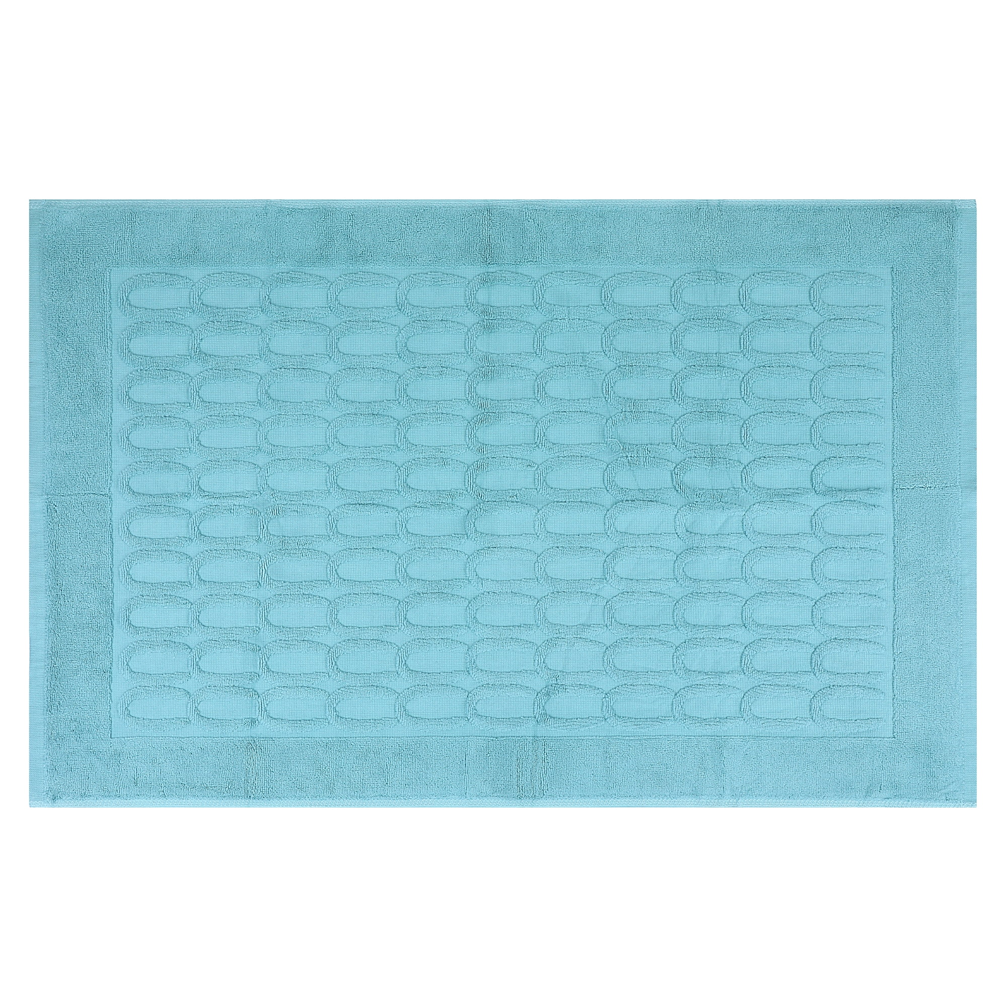 Unique Bargains Washable Textured Cotton Bath Rug Water Absorbent Mat Light Blue 20" x 32"