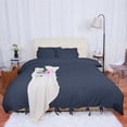 thumbnail image 1 of Unique Bargains Washed Cotton Duvet Cover Pillowcase Bedding Set Queen Navy Blue, 1 of 8