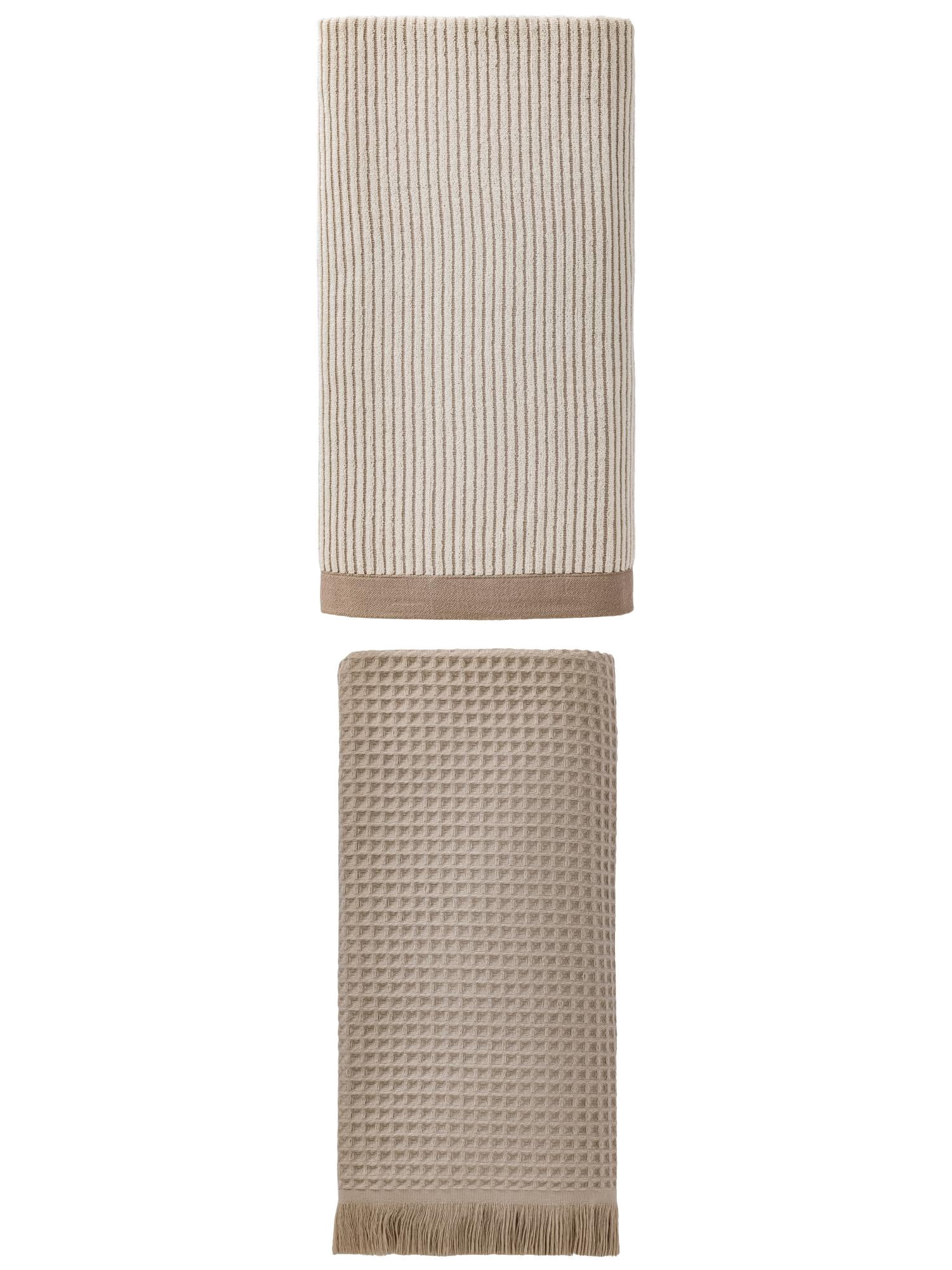 Unique Bargains Absorbent Bath Towel 2 Pack Camel/Brown 71" x 35"/55" x 28"