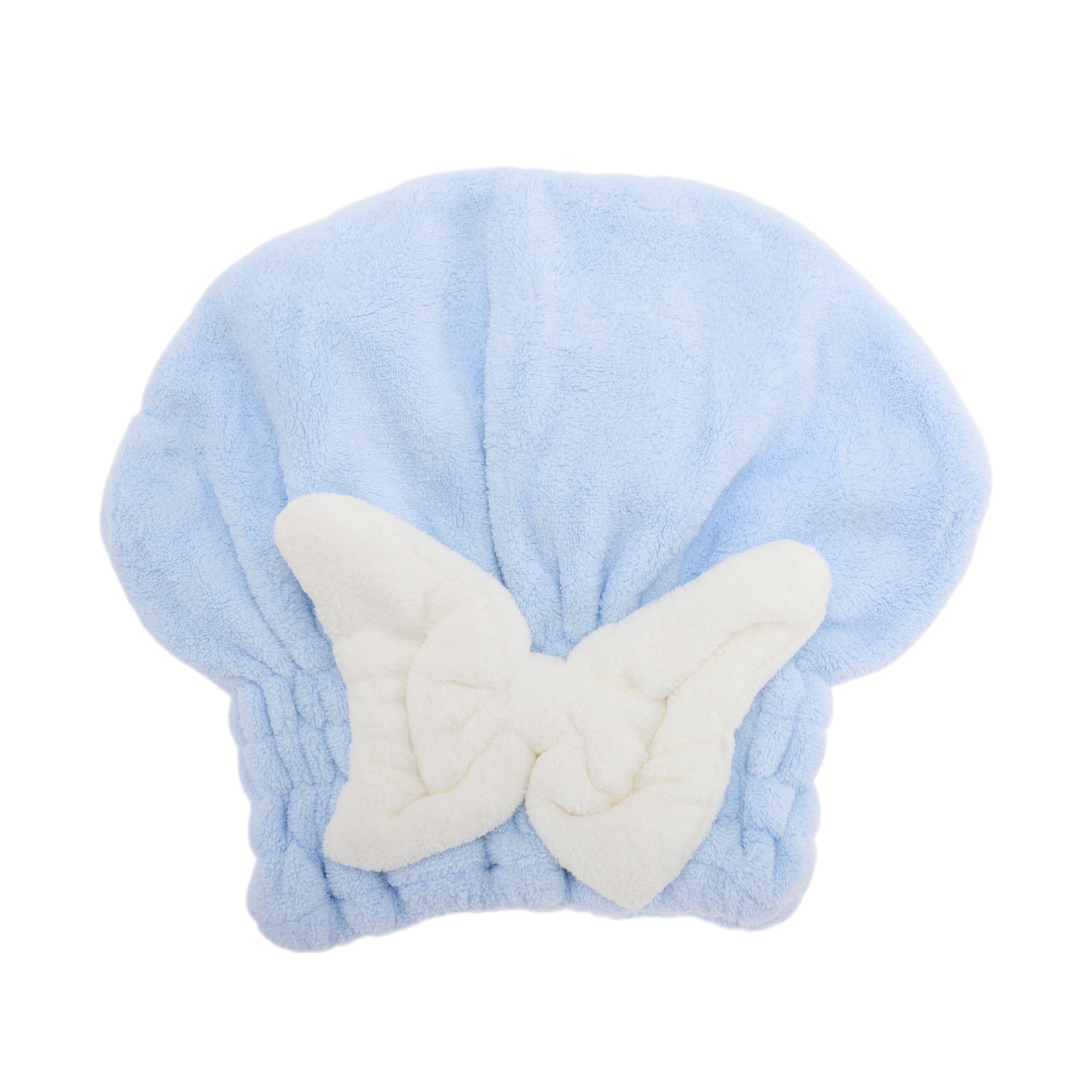 Unique Bargains Water Absorbent Bow Hair Drying Towel for Bathroom Hotel Blue