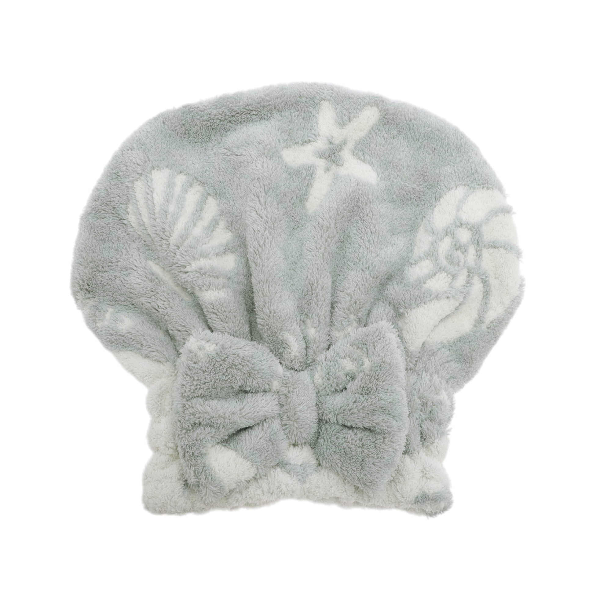 Unique Bargains Water Absorbent Bow Shells Hair Towel for Quick Drying Gray 10.63"x 8.66"