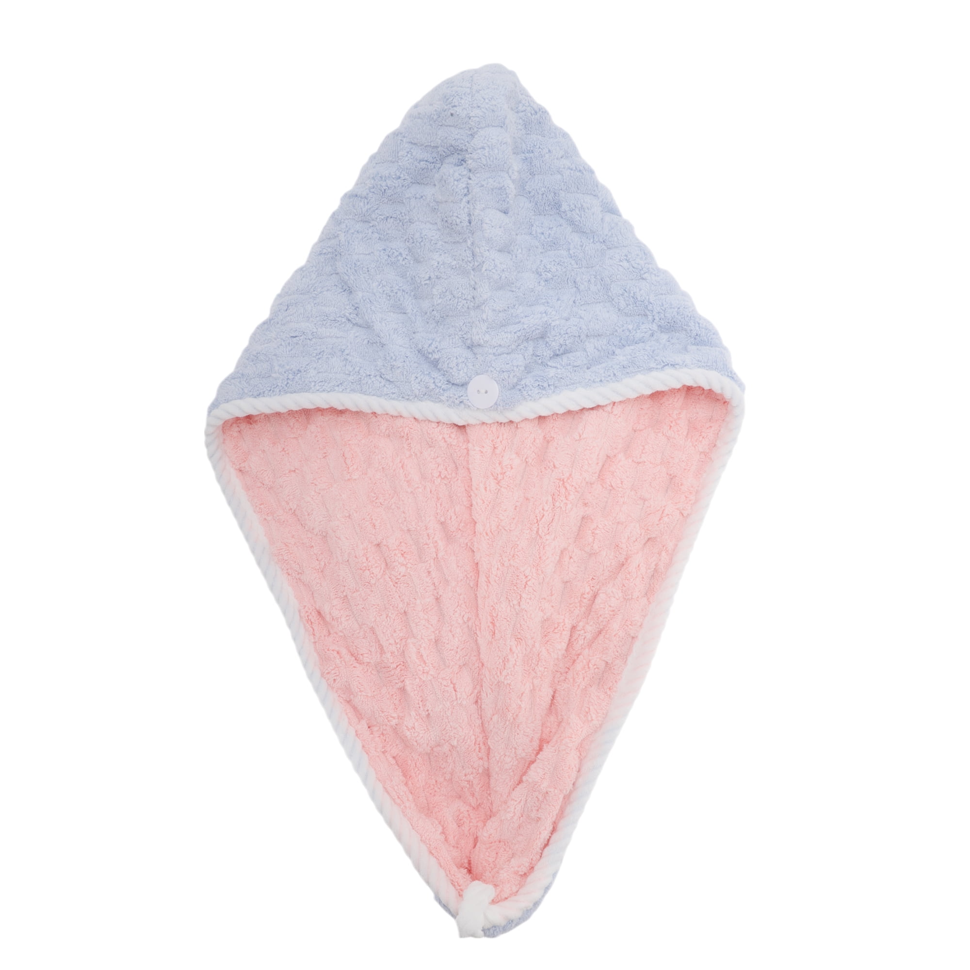Unique Bargains Water Absorbent Double Layer Hair Towel for Bathroom Hotel Blue, Pink