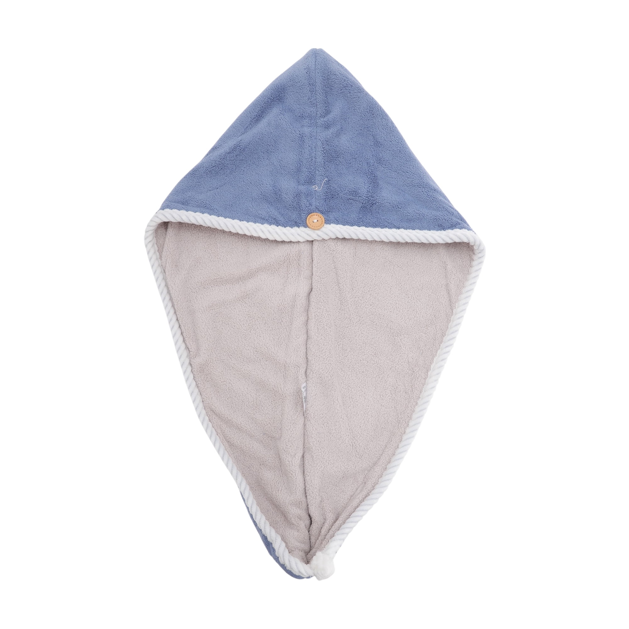 Unique Bargains Water Absorbent Double Layer Hair Towel for Bathroom and Travel Blue, Gray