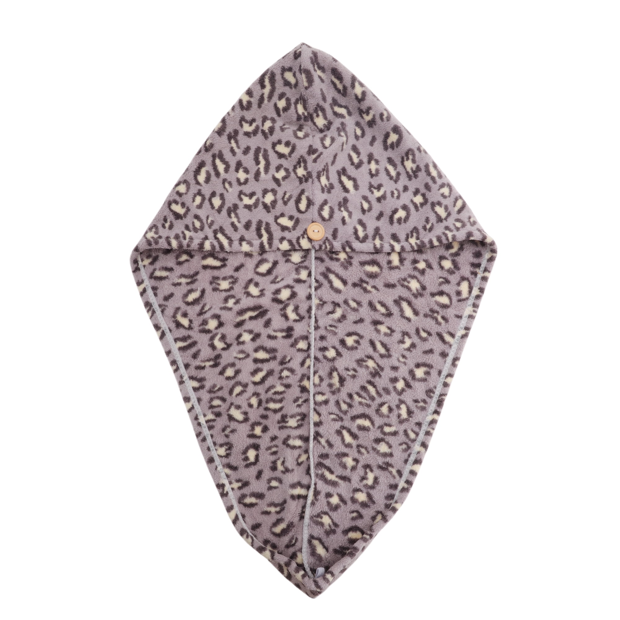 Unique Bargains Water Absorbent Leopard Print Hair Towel for Bathroom Hotel Light Purple