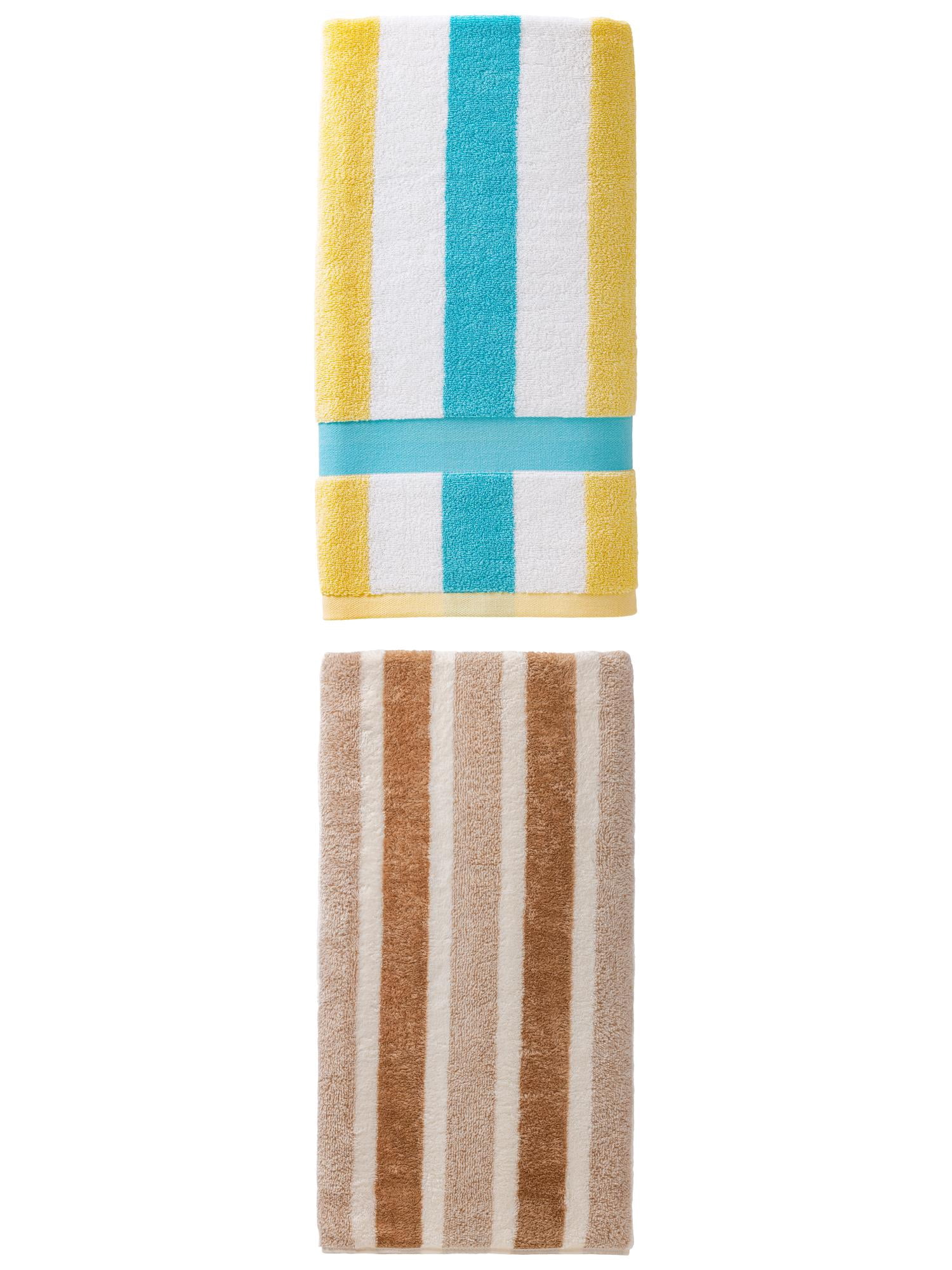 Unique Bargains Water Absorbing Bath Towel 2 Pack Brown/Lake Blue 71" x 35"/55" x 28"