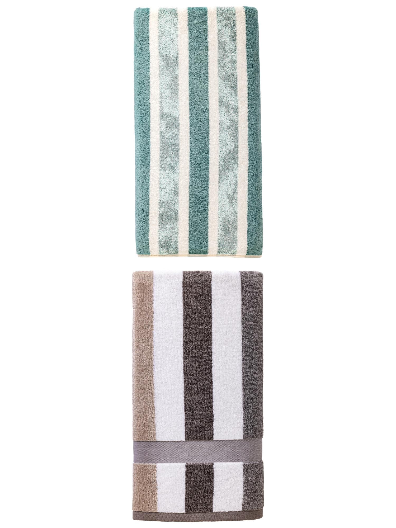 Unique Bargains Water Absorbing Bath Towel 2 Pack Green/Grey 71" x 35"/55" x 28"
