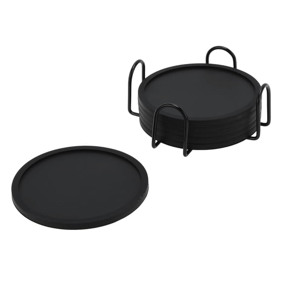 Unique Bargains Water Repellent Heat Insulating Drink Coaster Set Black