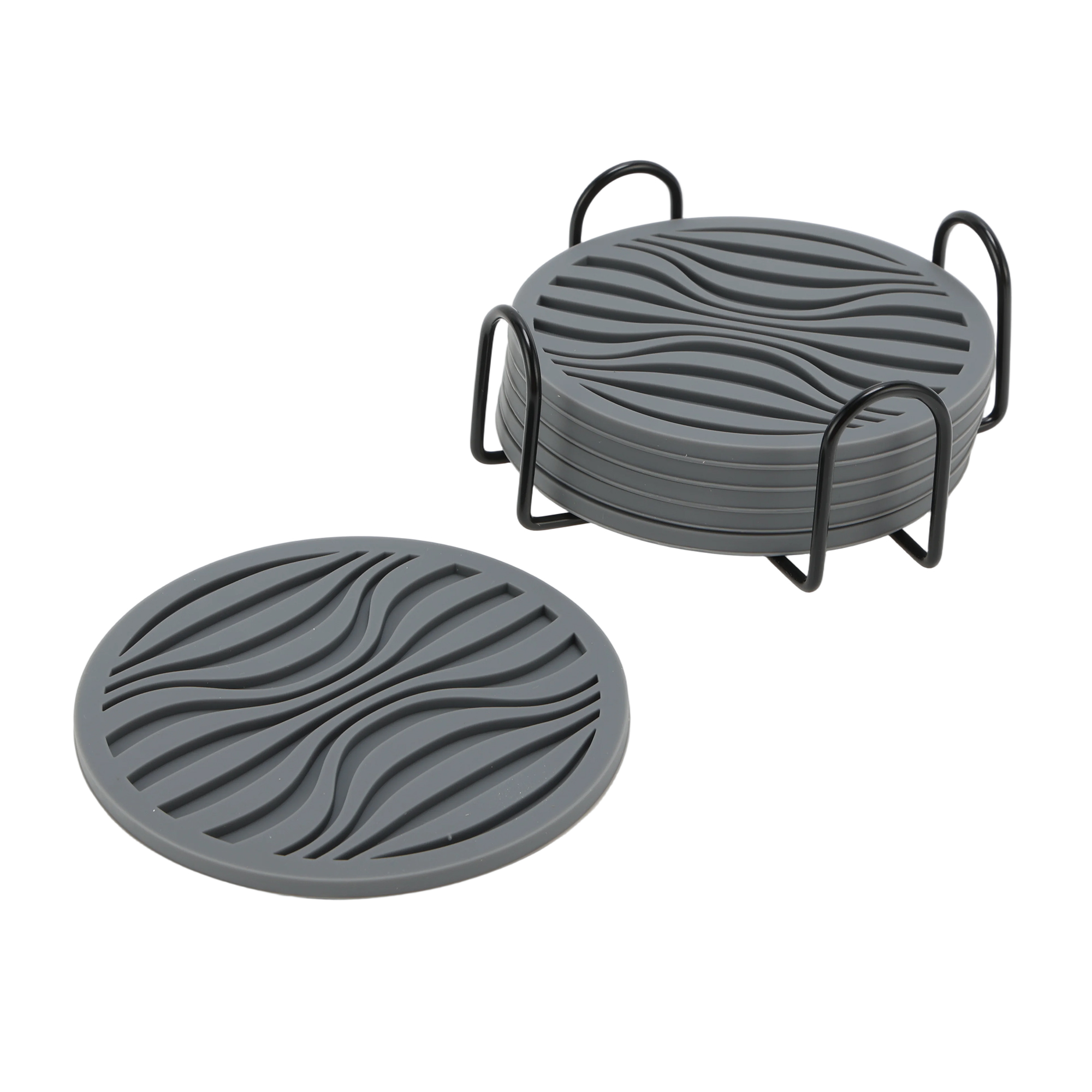 Unique Bargains Water Repellent Wave Drink Coaster Set Gray