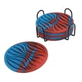thumbnail image 1 of Unique Bargains Water Repellent Wave Drink Coaster Set Red Blue Camo, 1 of 5