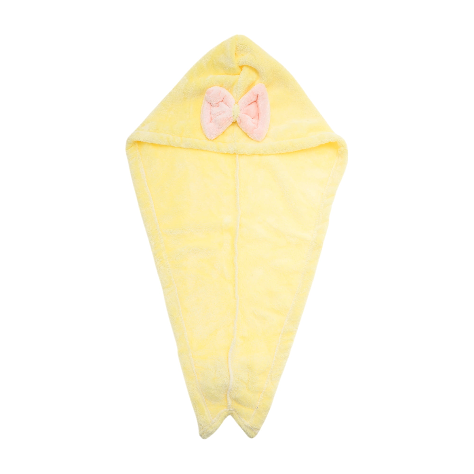 Unique Bargains Water-absorbent Double Bow Hair Towel 1 Pc Yellow