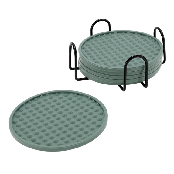 Unique Bargains Water-repellent Pyramid Design Drink Coaster Set Gray Blue