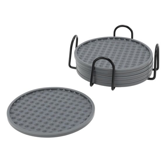Unique Bargains Water-repellent Pyramid Design Drink Coaster Set Gray