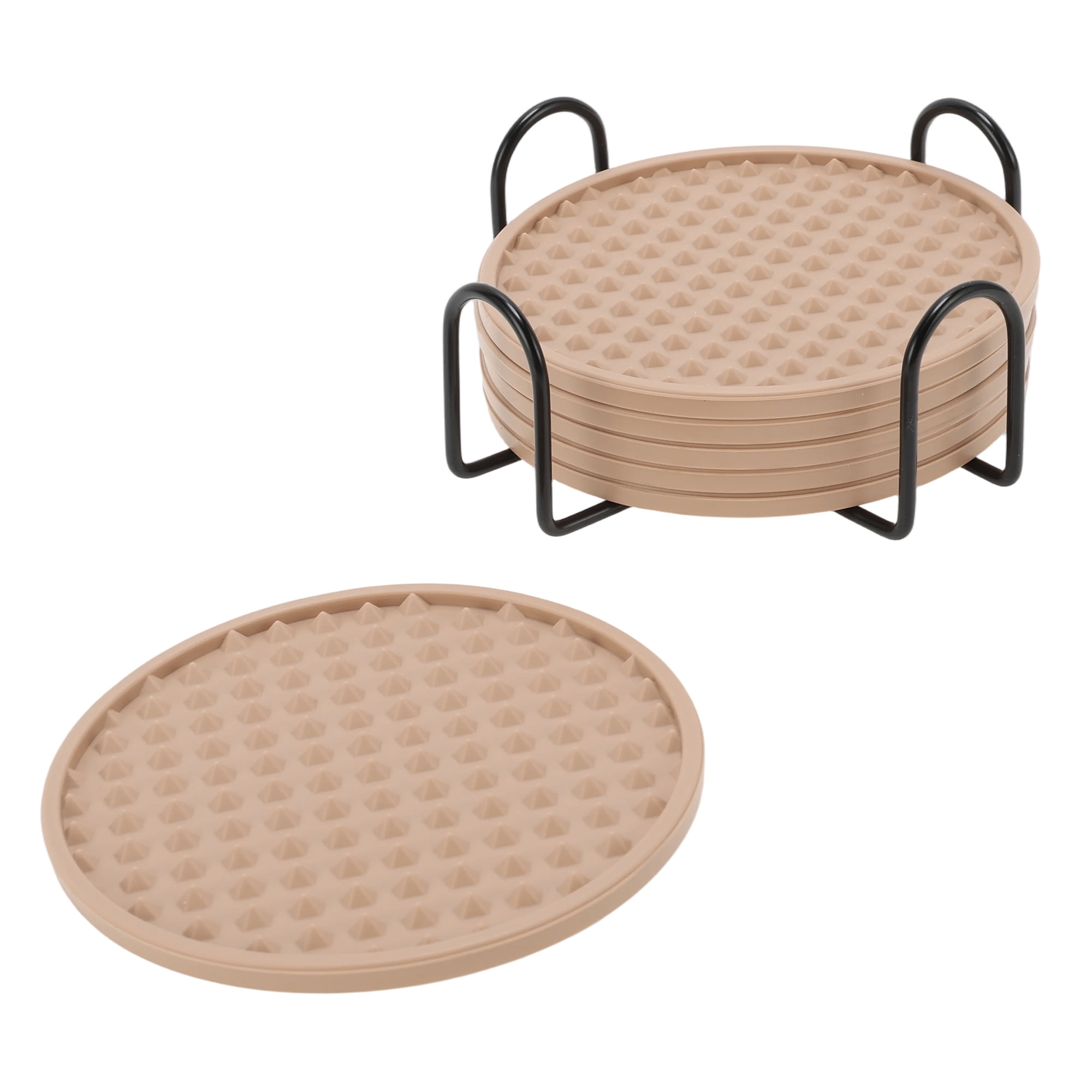Unique Bargains Water-repellent Pyramid Design Drink Coaster Set Pink