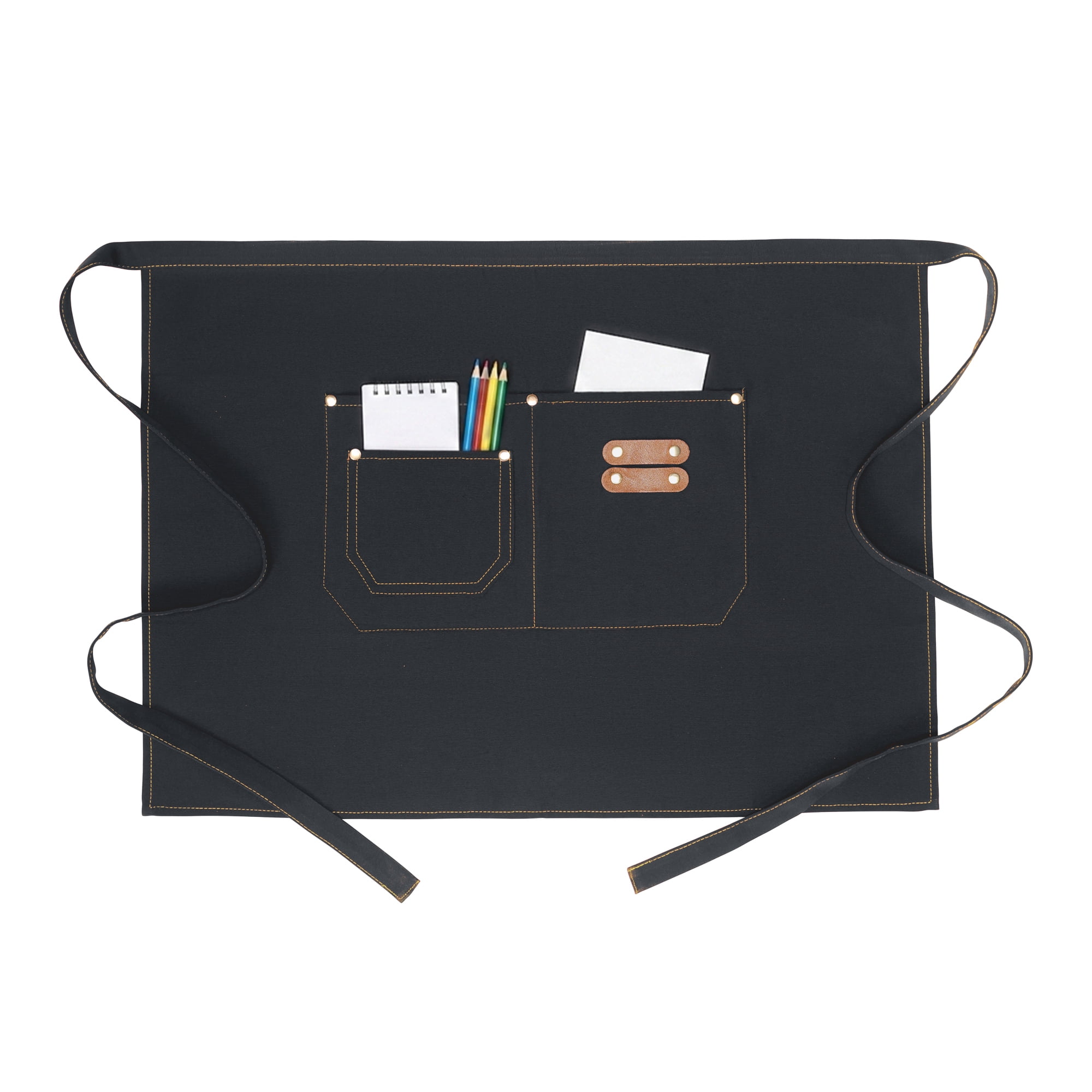 Unique Bargains Water-resistant Kitchen Apron with Pockets for Home and Kitchen Black