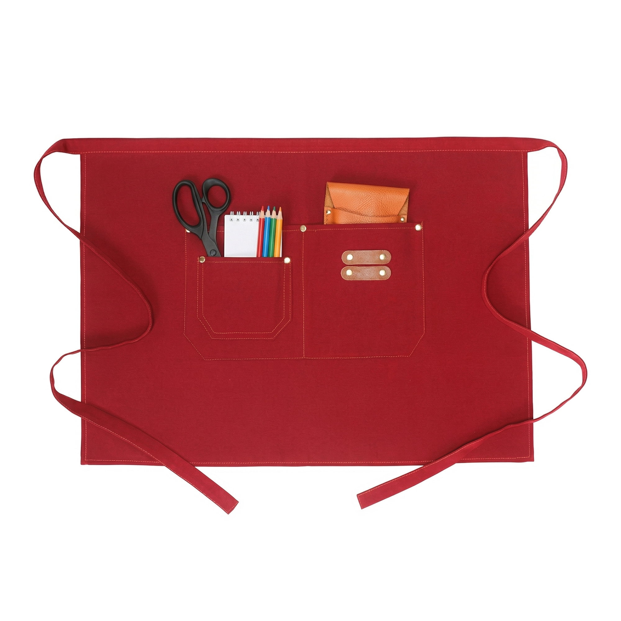 Unique Bargains Water-resistant Kitchen Apron with Pockets for Home and Kitchen Burgundy