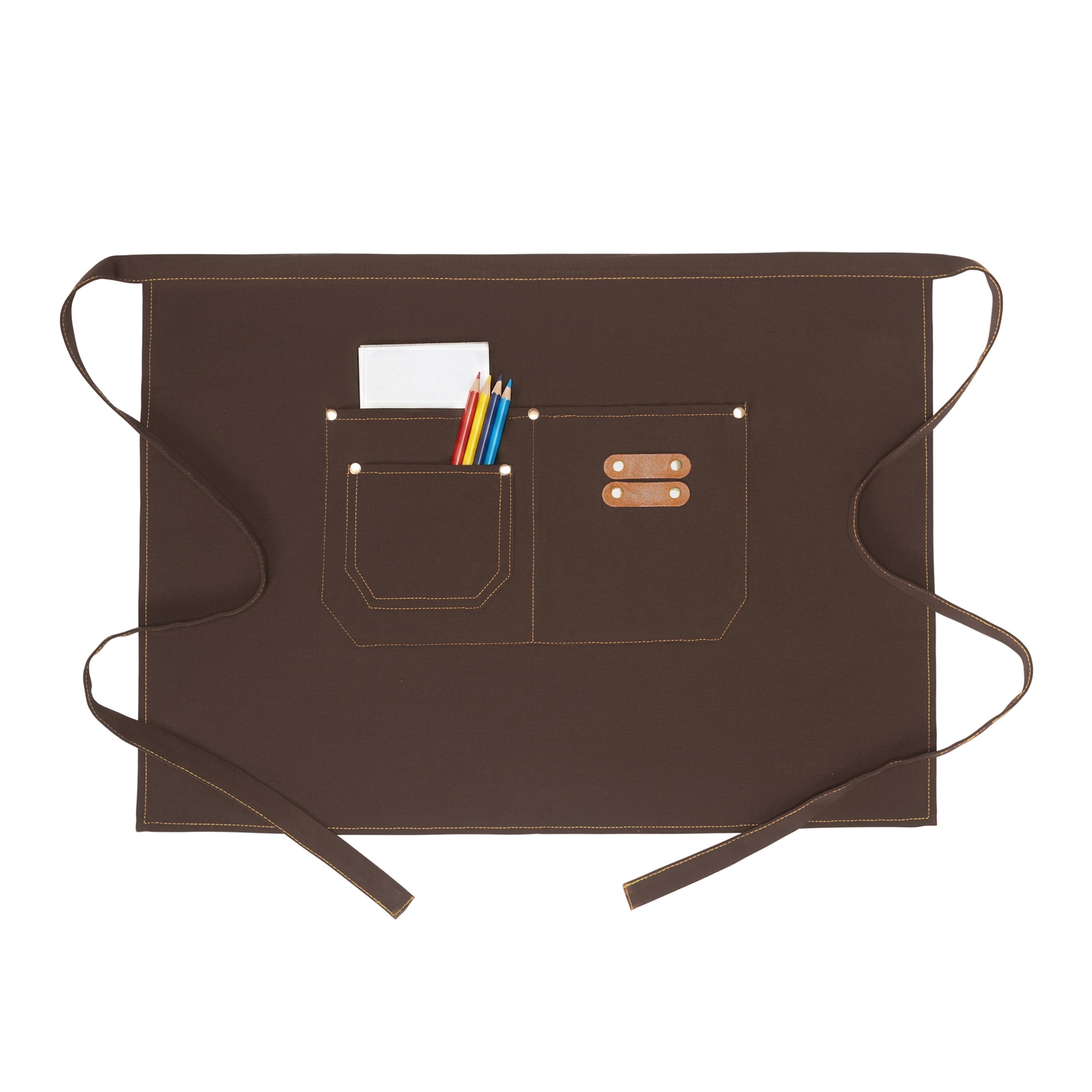 Unique Bargains Water-resistant Kitchen Apron with Pockets for Home and Kitchen Dark Brown