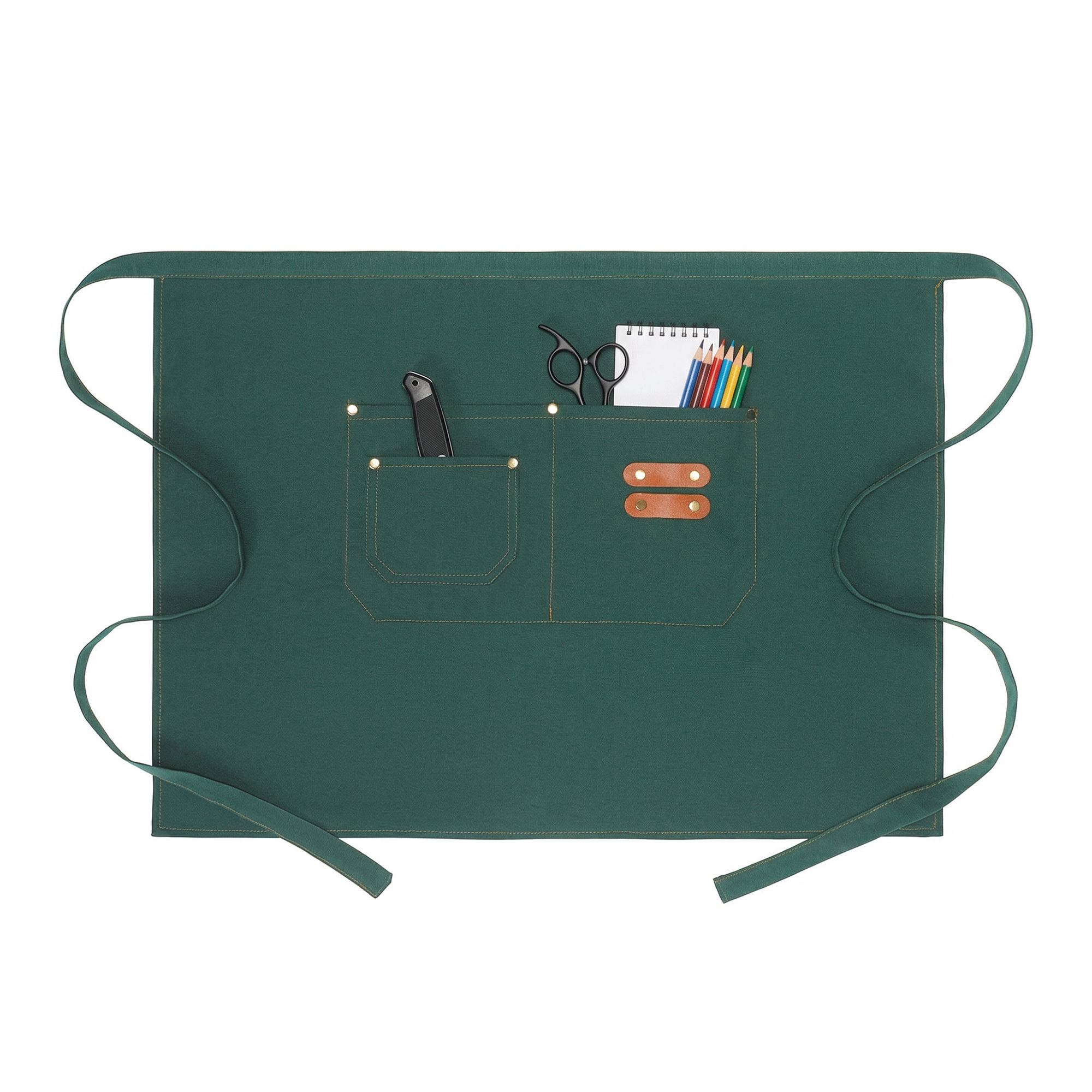 Unique Bargains Water-resistant Kitchen Apron with Pockets for Home and Kitchen Green