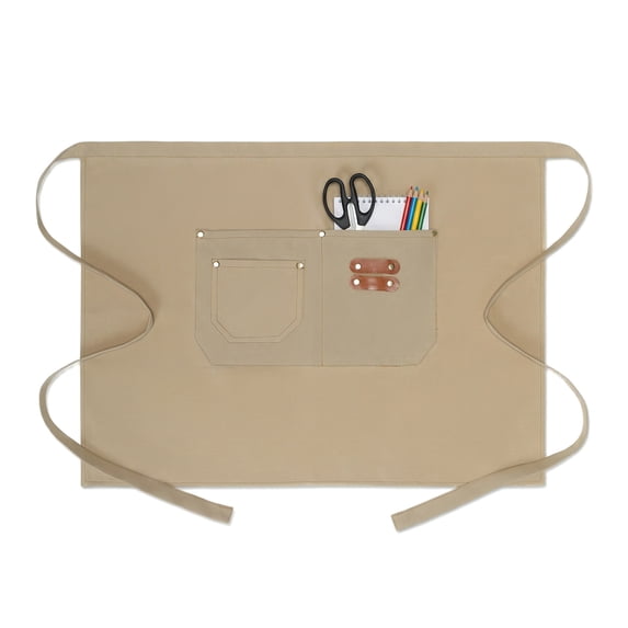 Unique Bargains Water-resistant Kitchen Apron with Pockets for Home and Kitchen Khaki