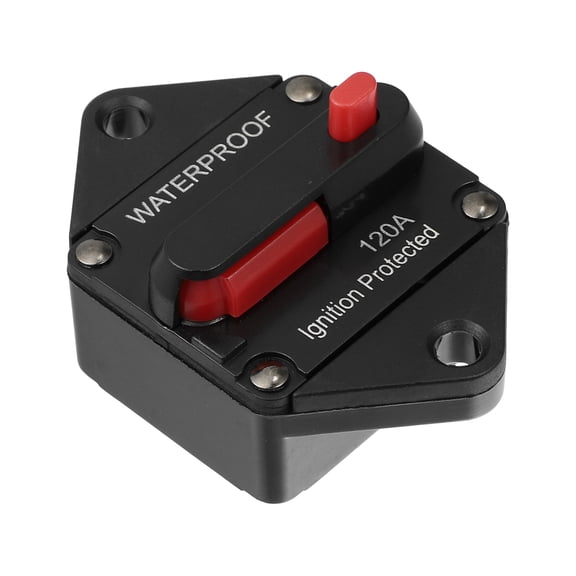 Unique Bargains Waterproof 120A Circuit Breaker Inline Holder Resettable Fuse 12V- 48VDC for Automotive RV Marine