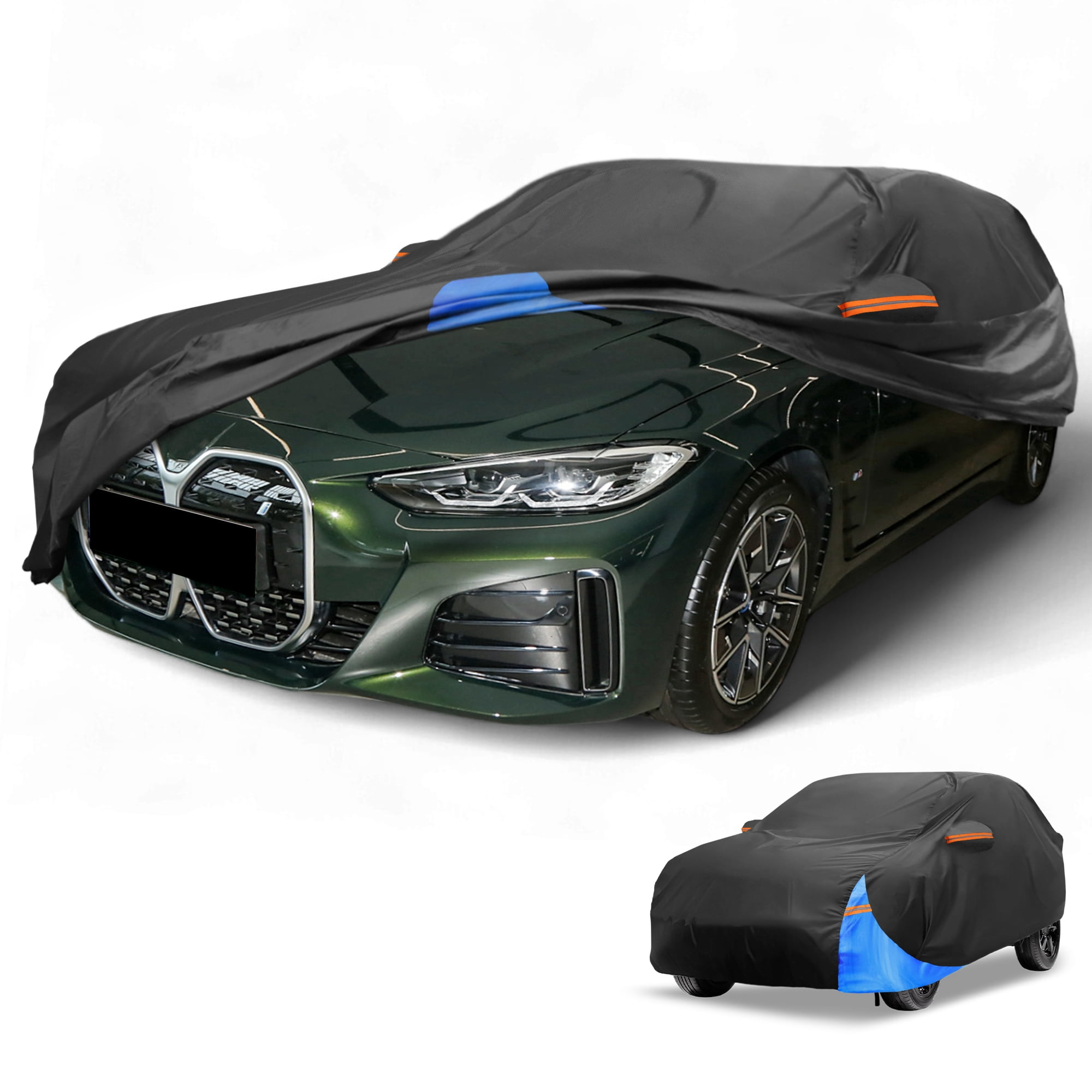Unique Bargains Waterproof Car Cover for BMW I4 2022-2024 210D-PU Black Blue