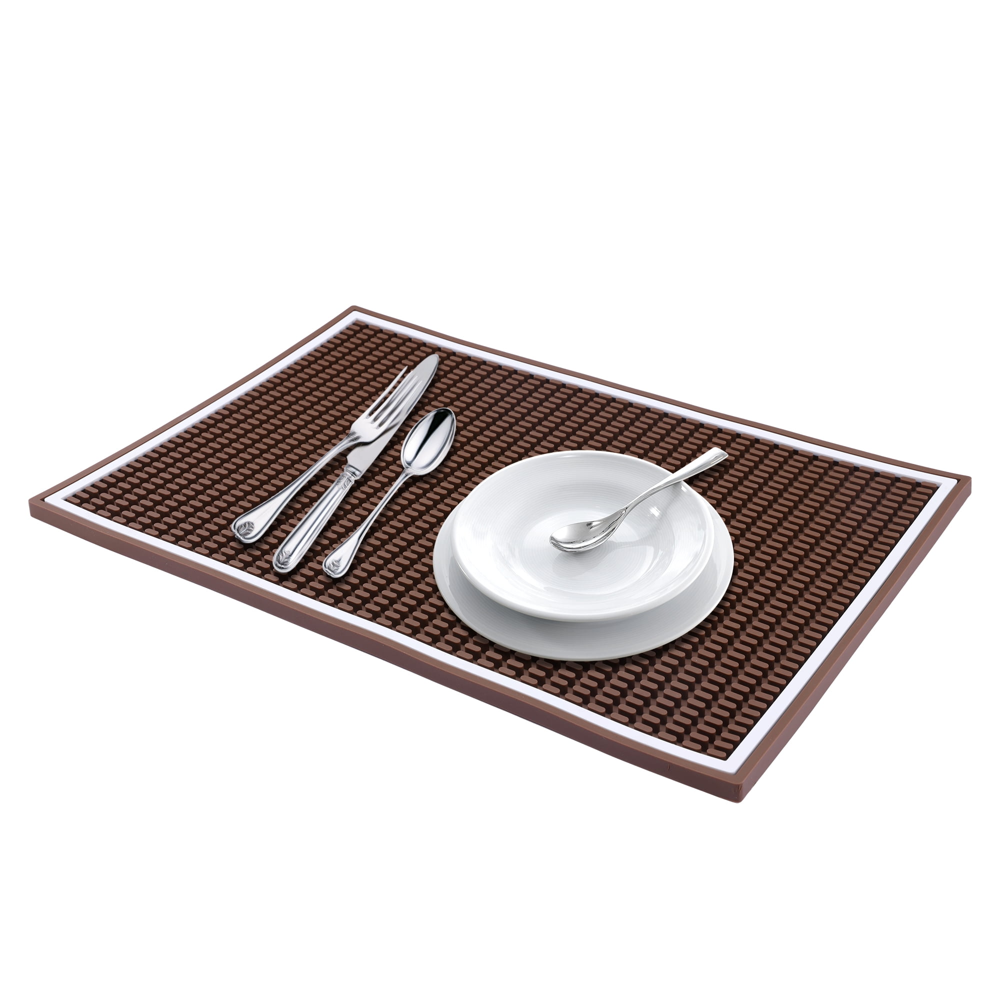 Unique Bargains Waterproof Dish Drying Mat with Concave Design Coffee 17.7*11.8*0.4 inch