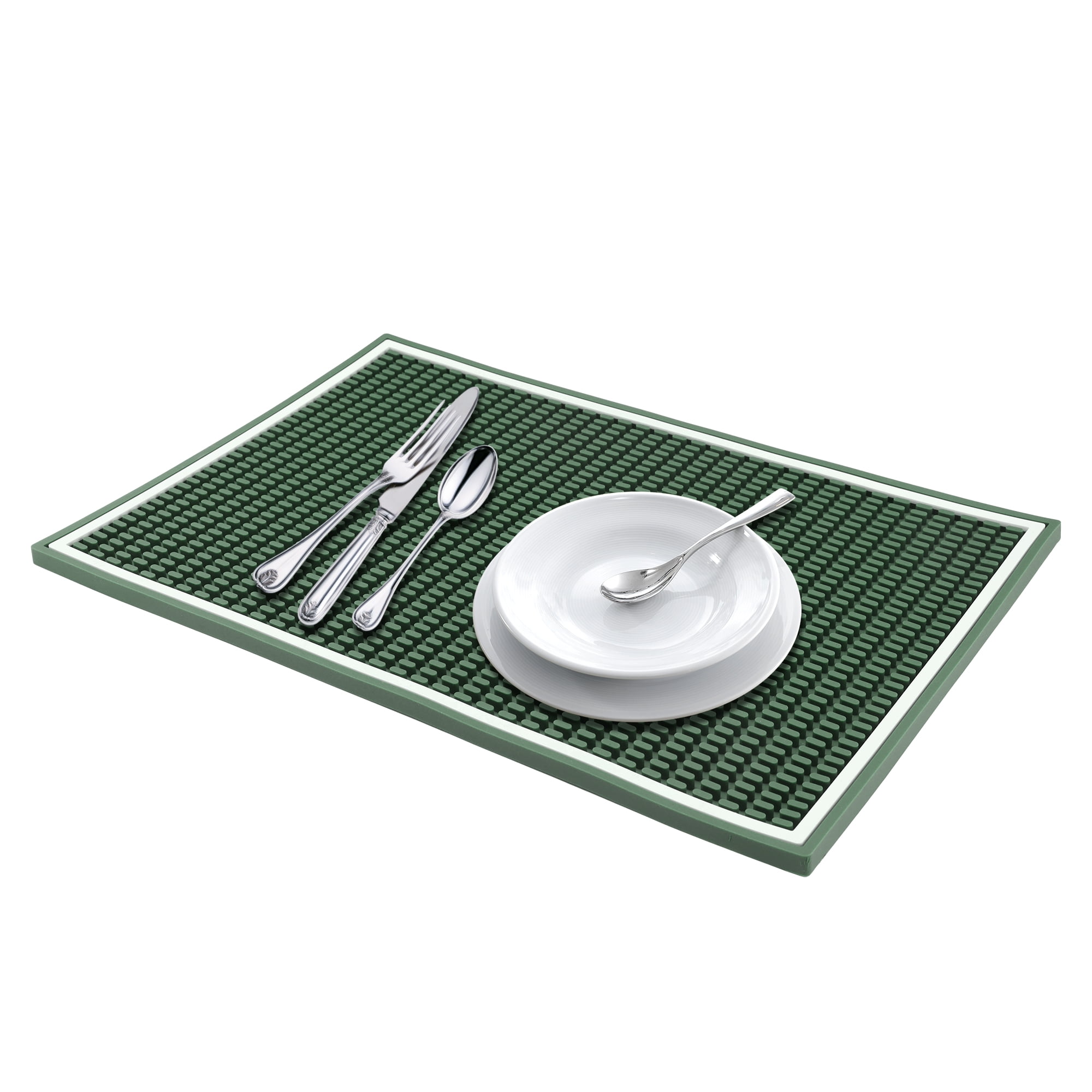 Unique Bargains Waterproof Dish Drying Mat with Concave Design Green 17.7*11.8*0.4 inch