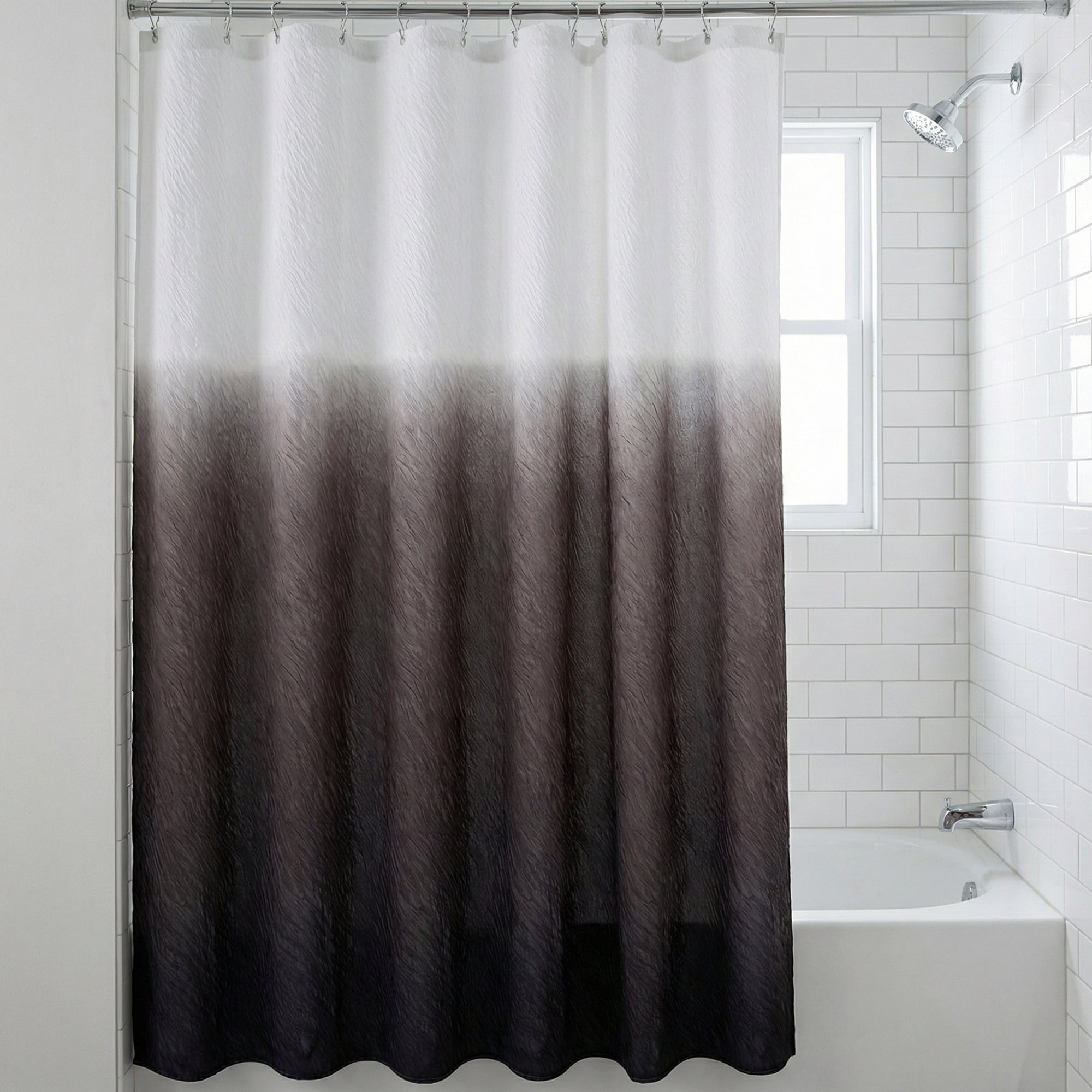 Unique Bargains Waterproof Fabric Modern Farmhouse Soft Sets with Hooks Black 71"W x 71"L