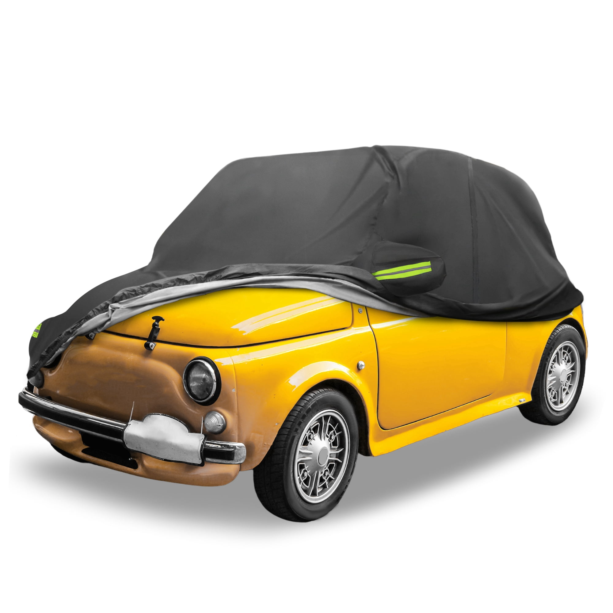 Unique Bargains Outdoor Full Car Cover All Weather Protection with Zipper Black Black 139.76"x64.17"x59.84"