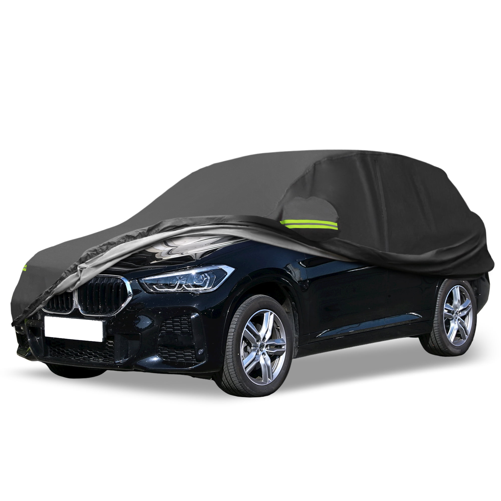 Unique Bargains Outdoor Full Car Cover All Weather Protection with Zipper Black Black 179.92"x72.05"x63.78"