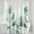 thumbnail image 1 of Unique Bargains Waterproof Leaf Shower Curtain Sets Hooks Green Pattern 1 71"W x 71"L, 1 of 8