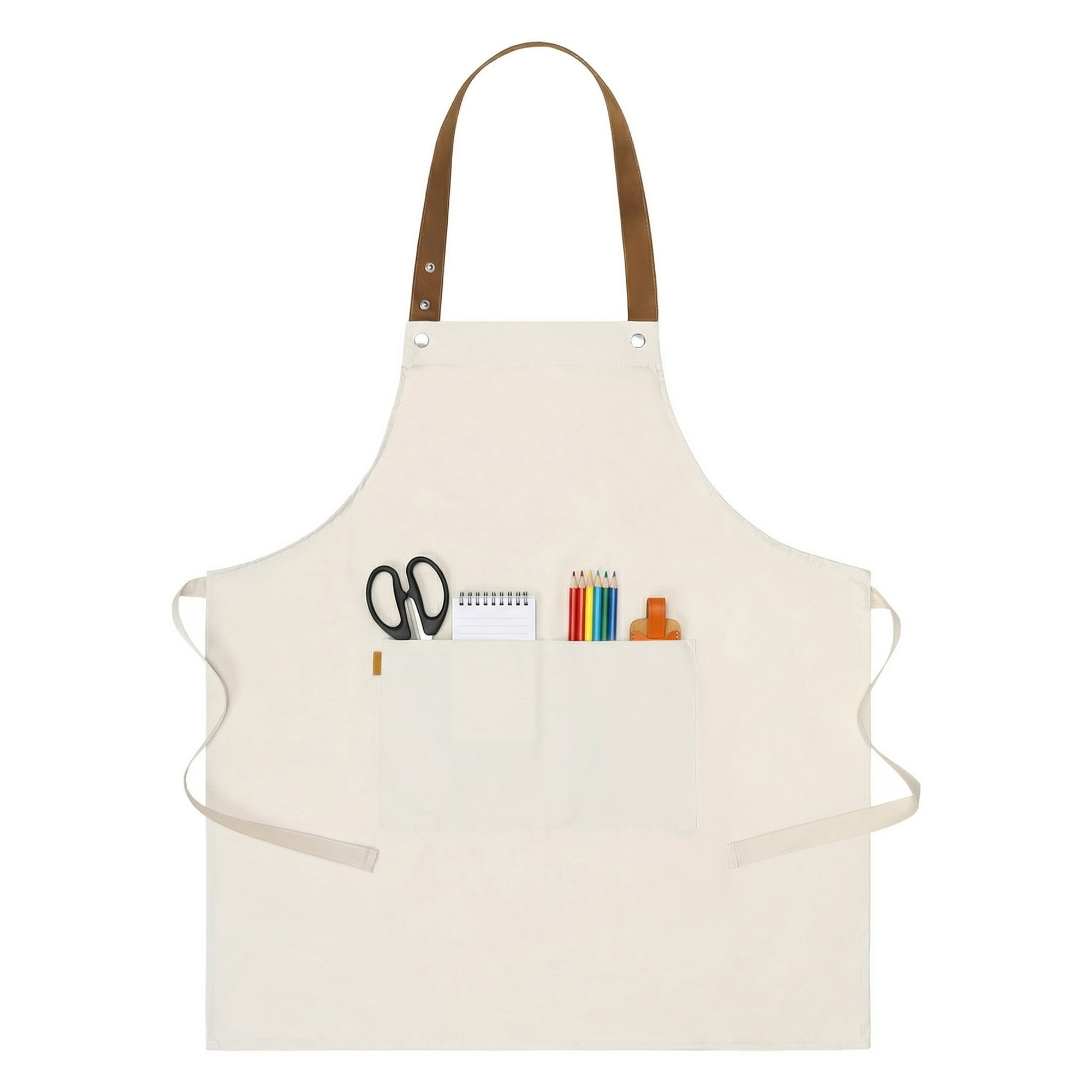 Unique Bargains Waterproof Long Waist Cooking Kitchen Apron with Pockets 26.4x29.1in Beige